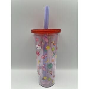Hello Kitty Tropical Tossed Icons Plastic 24 Oz Boba Tumbler NEW